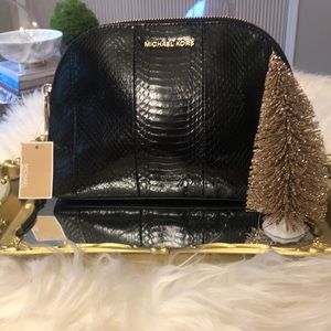 New Michael Kors Genuine Snake Large Travel Pouch